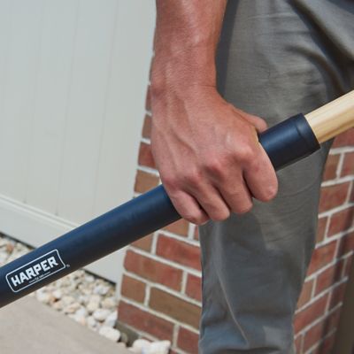 Image showing 9 th Harper 24 in. Premium All-Purpose Hardwood/Steel Handle Push Broom for Dirt, Soil, Mulch, Grass and Oil Dry