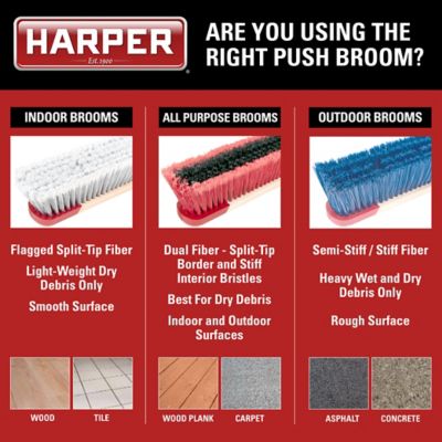 Image showing 10 th Harper 24 in. Premium All-Purpose Hardwood/Steel Handle Push Broom for Dirt, Soil, Mulch, Grass and Oil Dry