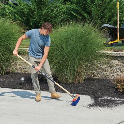 Image showing  24 in. Premium Outdoor Hardwood/Steel Handle Push Broom for Dirt, Soil, Mulch, Grass and Oil Dry