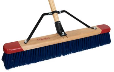 Image showing  24 in. Premium Outdoor Hardwood/Steel Handle Push Broom for Dirt, Soil, Mulch, Grass and Oil Dry