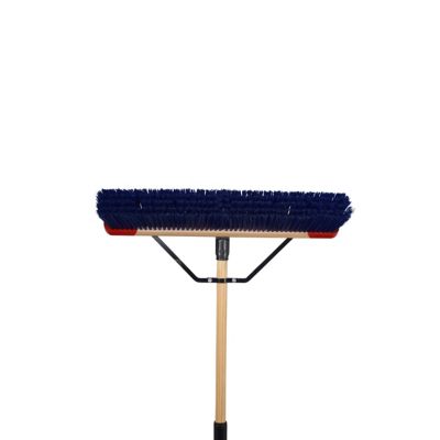 Image showing  24 in. Premium Outdoor Hardwood/Steel Handle Push Broom for Dirt, Soil, Mulch, Grass and Oil Dry