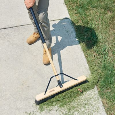 Image showing  24 in. Outdoor Hardwood/Steel Handle Push Broom for Dirt and Wet Grass