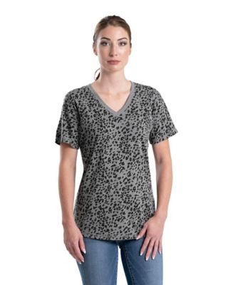 Berne Women's Short-Sleeve Performance Animal Print V-Neck T-Shirt