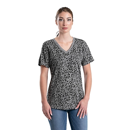 Berne Women's Short-Sleeve Performance Animal Print V-Neck T-Shirt