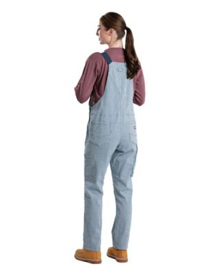 Image showing 1 th Berne Women's Vintage Washed Flex Hickory Stripe Unlined Bib Overalls
