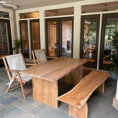 Image showing  Santa Fe Collection Acacia Wood Indoor/Outdoor Live Edge Dining Table