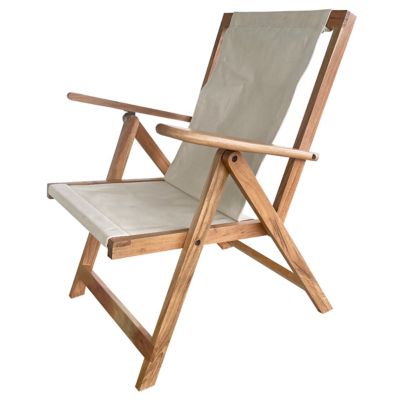 Image showing  Acacia Wood and Canvas Safari Style Folding Deck Chair