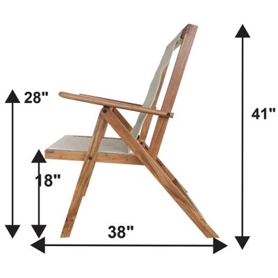 Image showing  Acacia Wood and Canvas Safari Style Folding Deck Chair