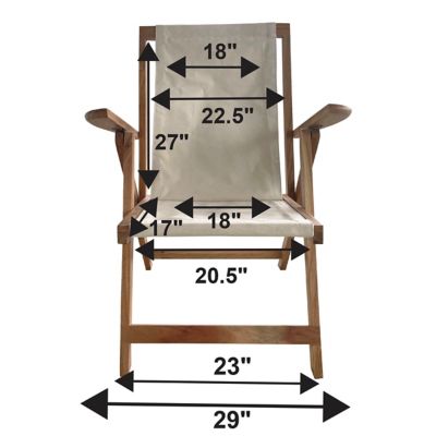 Image showing  Acacia Wood and Canvas Safari Style Folding Deck Chair