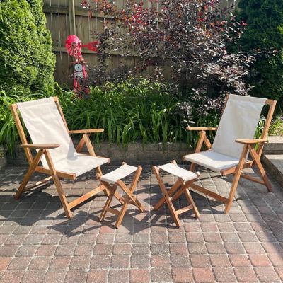 Image showing 5 th AmeriHome Acacia Wood and Canvas Safari Style Folding Deck Chair