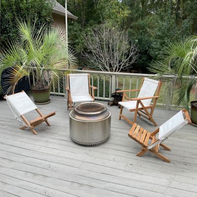 Image showing 7 th AmeriHome Acacia Wood and Canvas Safari Style Folding Deck Chair