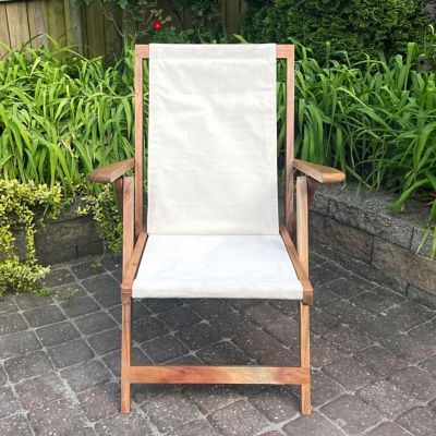 Image showing 8 th AmeriHome Acacia Wood and Canvas Safari Style Folding Deck Chair