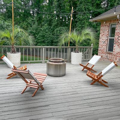 Image showing  Acacia Wood and Canvas Safari Style Folding Camp Chair