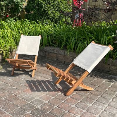 Image showing  Acacia Wood and Canvas Safari Style Folding Camp Chair