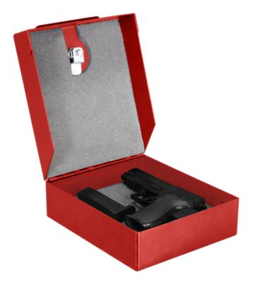 Image showing  Portable Security Gun Vault with Key Lock, Red