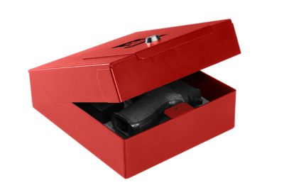 Image showing  Portable Security Gun Vault with Key Lock, Red
