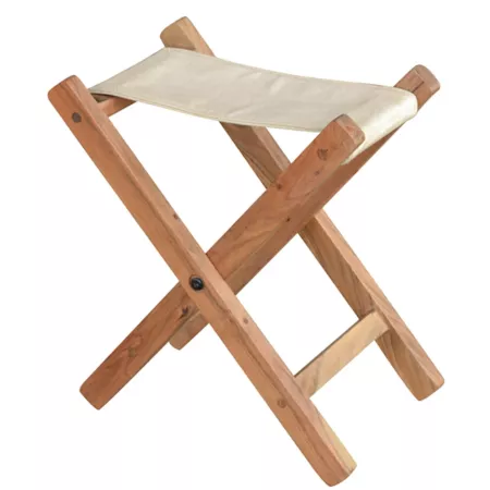 AmeriHome Acacia Wood and Canvas Safari Style Folding Stool and Footstool Camp Chairs