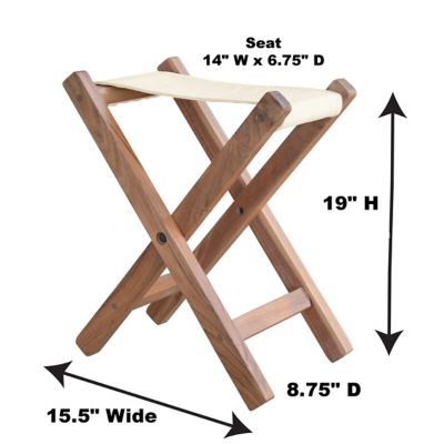 Image showing  Acacia Wood and Canvas Safari Style Folding Stool and ft. Rest