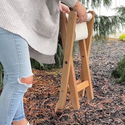 Image showing 5 th AmeriHome Acacia Wood and Canvas Safari Style Folding Stool and ft. Rest