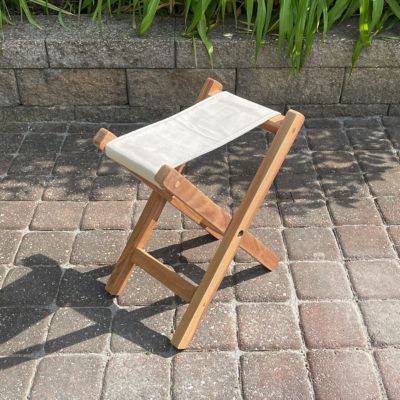 Image showing 6 th AmeriHome Acacia Wood and Canvas Safari Style Folding Stool and ft. Rest