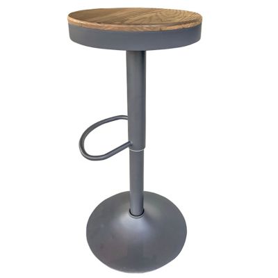 Image showing  Round Adjustable Height Bar Stools with Wood Seat