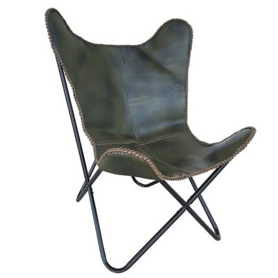 AmeriHome Genuine Leather Butterfly Chair