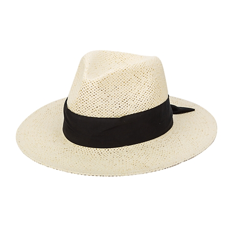 San Diego Hat Company Woven Paper Fedora with Back Knot Band