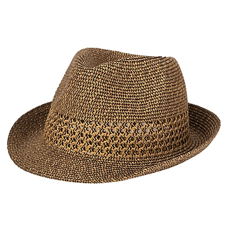 San Diego Hat Company Everyday Fedora- Ultrbraid Fedora with Striped Open Weave