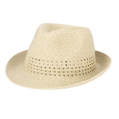 San Diego Hat Company Everyday Fedora- Ultrbraid Fedora with Striped Open Weave