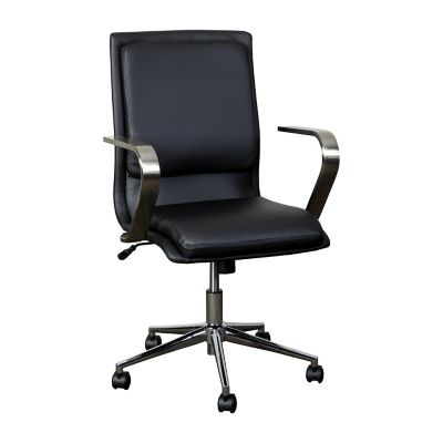 Image showing  James Mid-Back Designer Executive Upholstered Office Chair with Brushed Metal Base & Arms