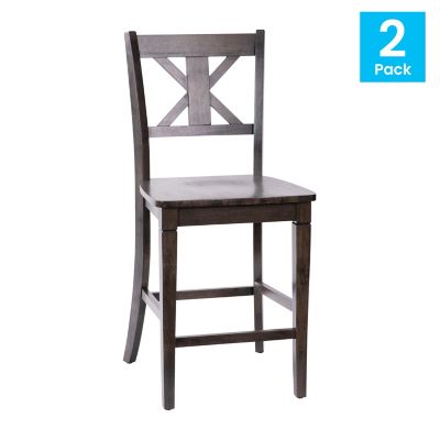 Image showing  Gwendolyn, Set of 2 Commercial Grade Solid Wood Modern Farmhouse Counter Height Barstool