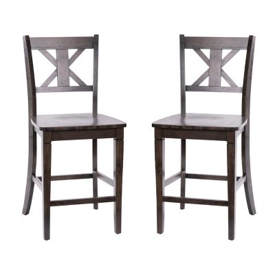 Image showing  Gwendolyn, Set of 2 Commercial Grade Solid Wood Modern Farmhouse Counter Height Barstool