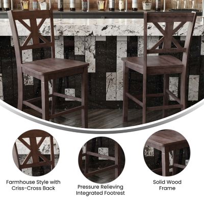 Image showing  Gwendolyn, Set of 2 Commercial Grade Solid Wood Modern Farmhouse Counter Height Barstool