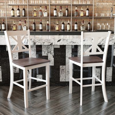 Flash Furniture Gwendolyn, Set of 2 Commercial Grade Solid Wood Modern Farmhouse Counter Height Barstool