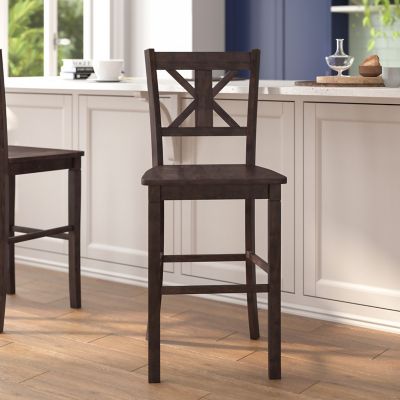 Flash Furniture Gwendolyn, Set of 2 Commercial Grade Solid Wood Modern Farmhouse Bar Height Barstool