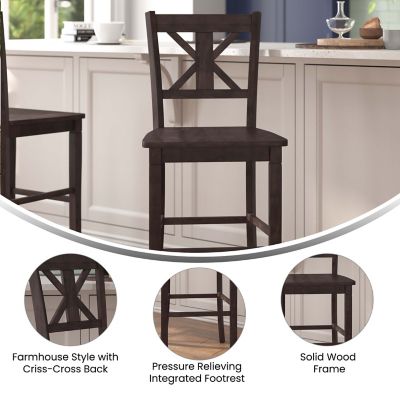 Image showing  Gwendolyn, Set of 2 Commercial Grade Solid Wood Modern Farmhouse Bar Height Barstool