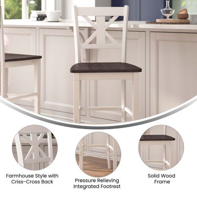 Image showing  Gwendolyn, Set of 2 Commercial Grade Solid Wood Modern Farmhouse Bar Height Barstool