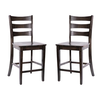 Image showing  Liesel, Set of 2 Commercial Grade Wooden Classic Ladderback Counter Height Barstool with Solid Wood Seat