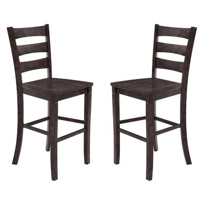Image showing  Liesel, Set of 2 Commercial Grade Wooden Classic Ladderback Bar Height Barstool with Solid Wood Seat