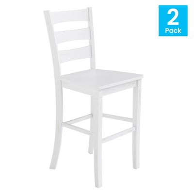 Image showing  Liesel, Set of 2 Commercial Grade Wooden Classic Ladderback Bar Height Barstool with Solid Wood Seat