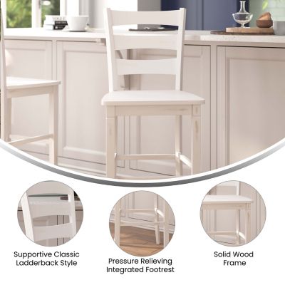Image showing  Liesel, Set of 2 Commercial Grade Wooden Classic Ladderback Bar Height Barstool with Solid Wood Seat