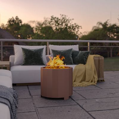 Flash Furniture Titus Commercial Grade 19.5 in. Smokeless Outdoor Firepit with Waterproof Cover, Bronze