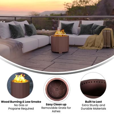 Image showing  Titus Commercial Grade 19.5 in. Smokeless Outdoor Firepit with Waterproof Cover, Bronze