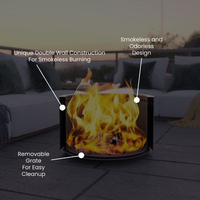 Image showing 4 th Flash Furniture Titus Commercial Grade 27 in. Smokeless Outdoor Firepit with Waterproof Cover, Black