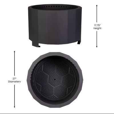Image showing 5 th Flash Furniture Titus Commercial Grade 27 in. Smokeless Outdoor Firepit with Waterproof Cover, Black