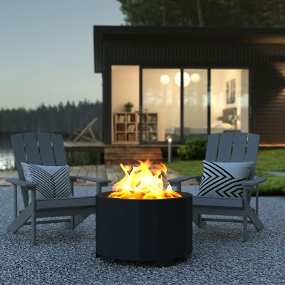 Image showing 6 th Flash Furniture Titus Commercial Grade 27 in. Smokeless Outdoor Firepit with Waterproof Cover, Black