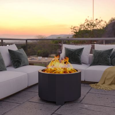Image showing 7 th Flash Furniture Titus Commercial Grade 27 in. Smokeless Outdoor Firepit with Waterproof Cover, Black