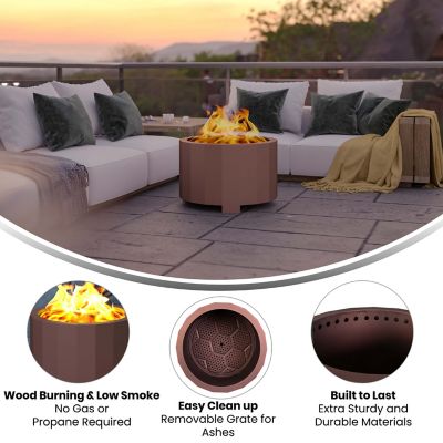 Image showing  27 in. Titus Commercial Grade Smokeless Wood-Burning Outdoor Fire Pit with Waterproof Cover, Bronze