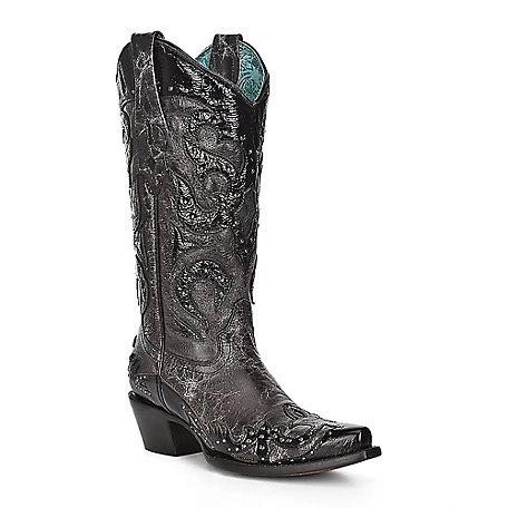 Corral Women's Overlay/Embroidery/Studs Cowhide Western Boot Snip Toe, Z5128