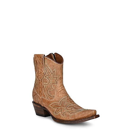 Circle G Women's 7 in. Embroidery/Zipper Cowhide Western Ankle Boot Snip  Toe, L5915 at Tractor Supply Co.